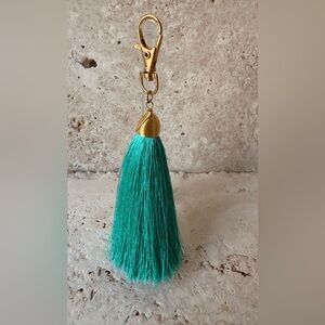 Turquoise Tassel Bag Charm | Eloise Handmade Brass Keychain | Bag CharmAccessory